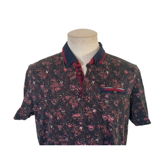 TED BAKER Polo Shirt Mens Size Large 6 Contrasting Collar Pocket - Picture 2 of 7